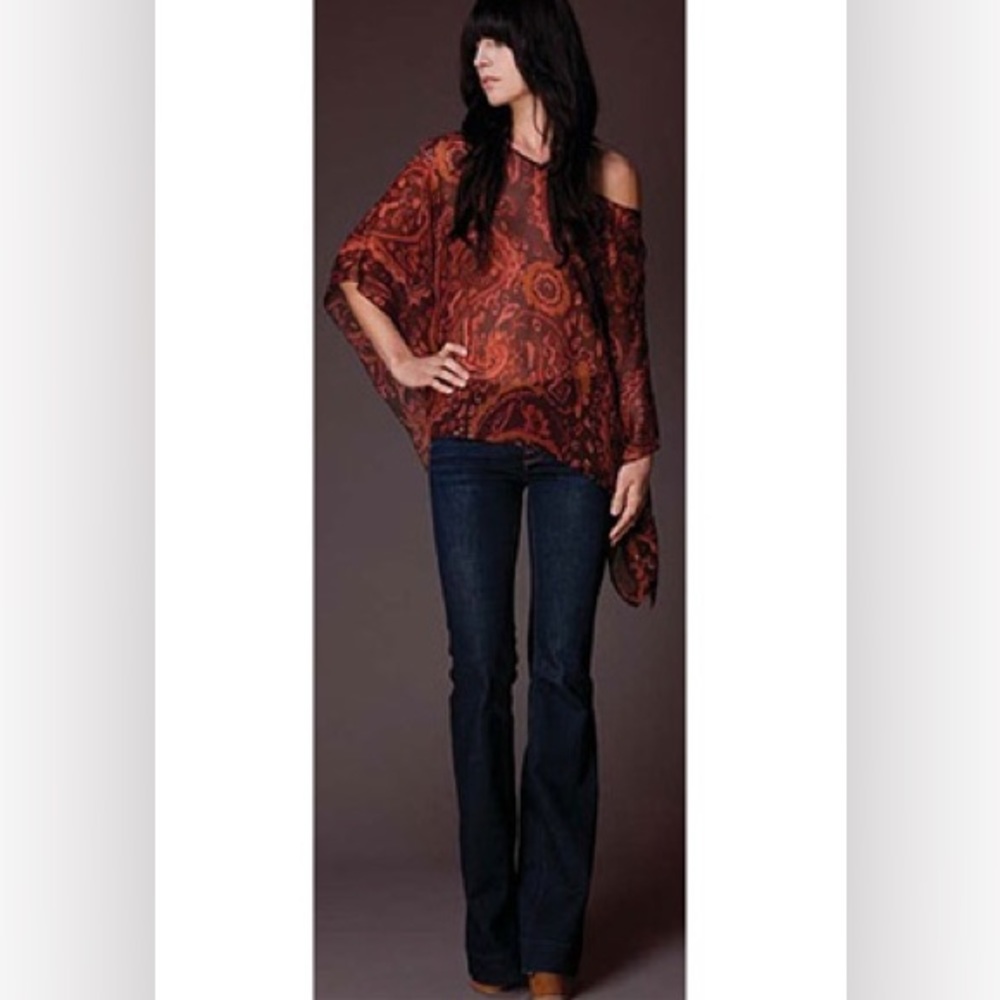NWT Winter Kate "Willow Drop" printed sheer silk poncho top